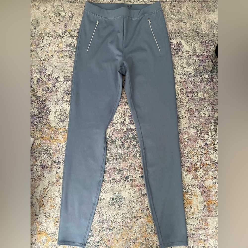 ALO Yoga Blue Gray High-Waist Thrill Seeker Leggings